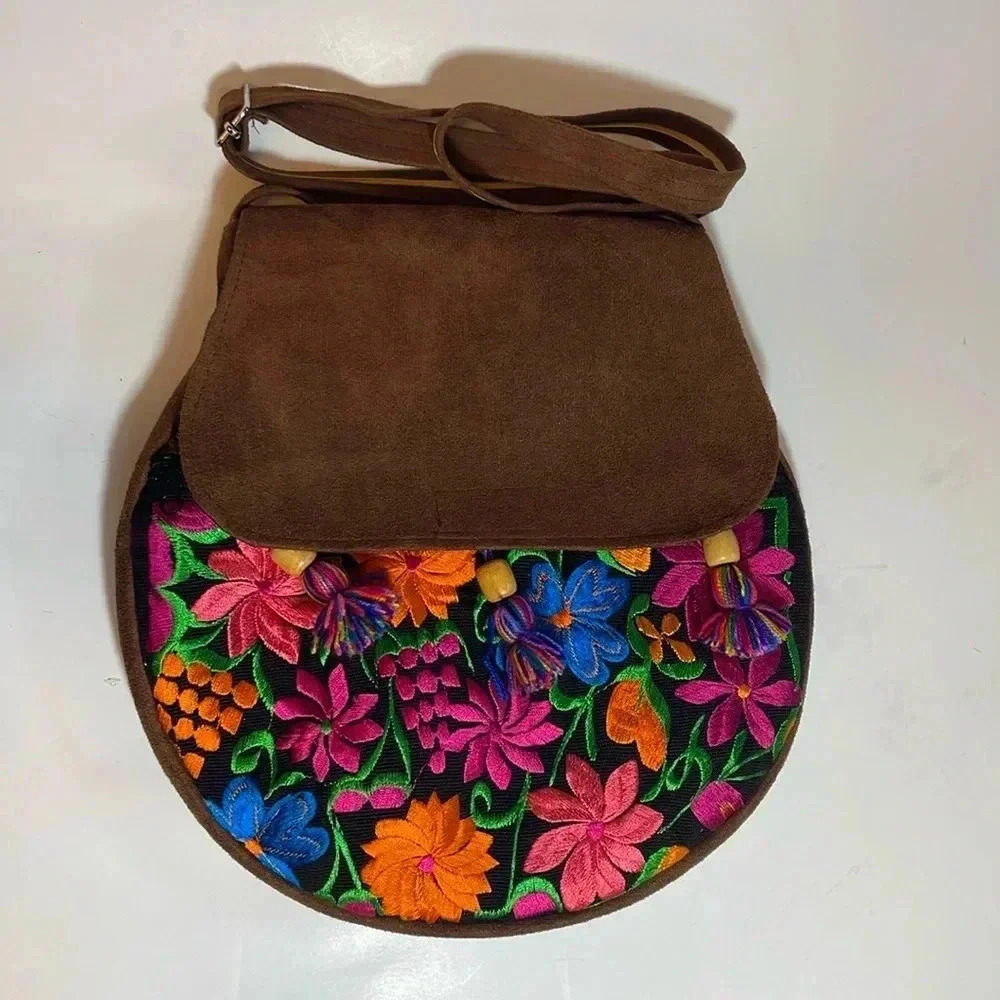 floral embroidery tassel‎ crossbody bag